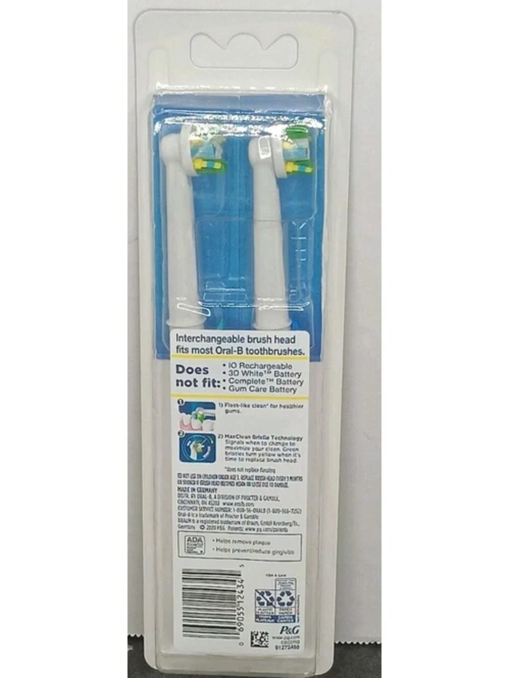 NEW Oral-B Floss Action Electric Toothbrush Replacement Brush Heads 2 Pack